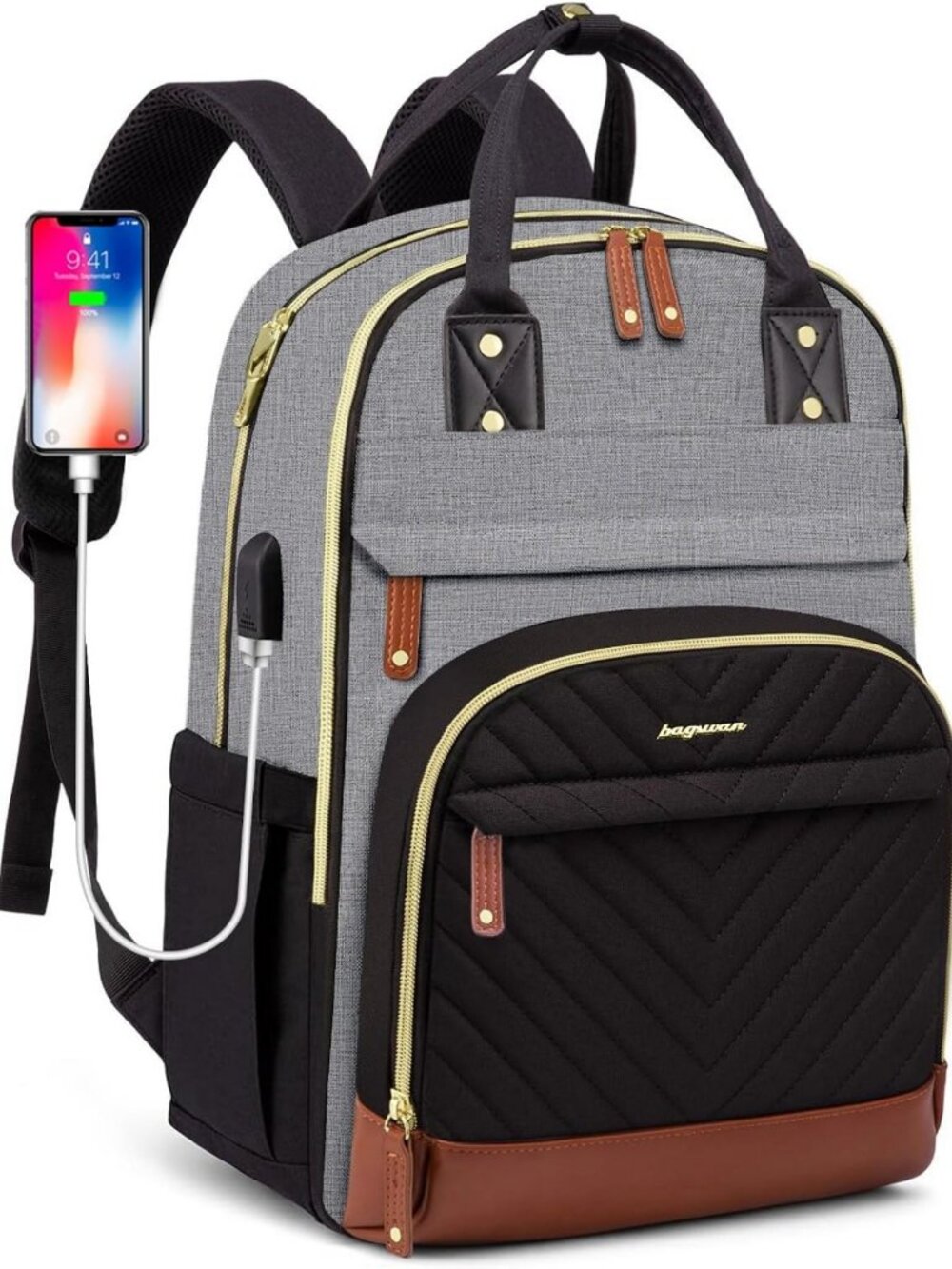 Stylish Anti-Theft Laptop Backpack for Women - Fits 17.3" Laptops, USB Charging